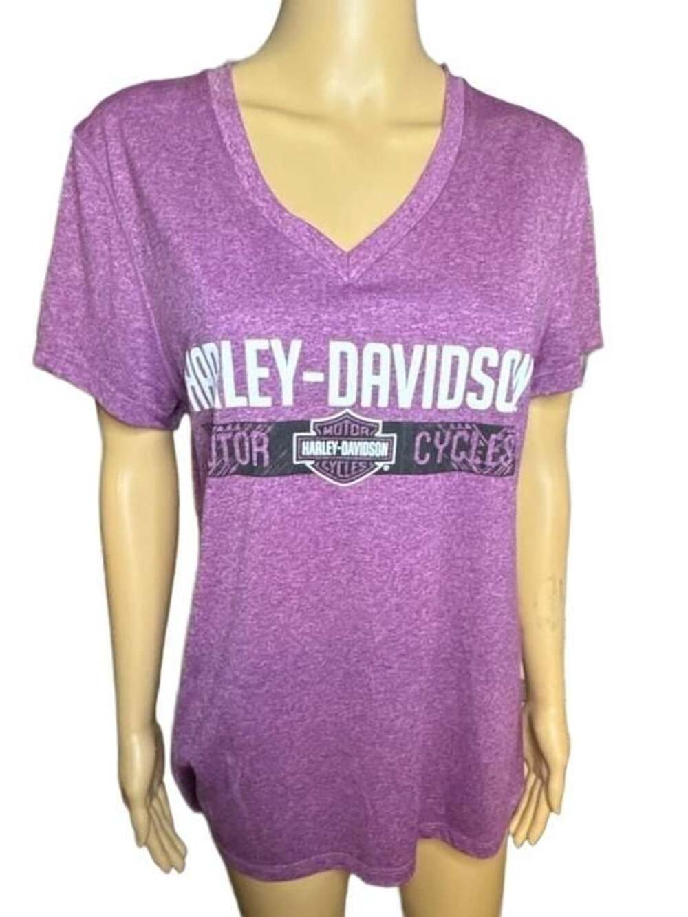 Harley-Davidson Women's Purple V-Neck T-Shirt with Gator Logo, Size L